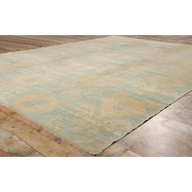 Celadon Vintage Modern Turkish Oushak Rug - 09'03 X 12'06 For Sale - Image 8 of 12