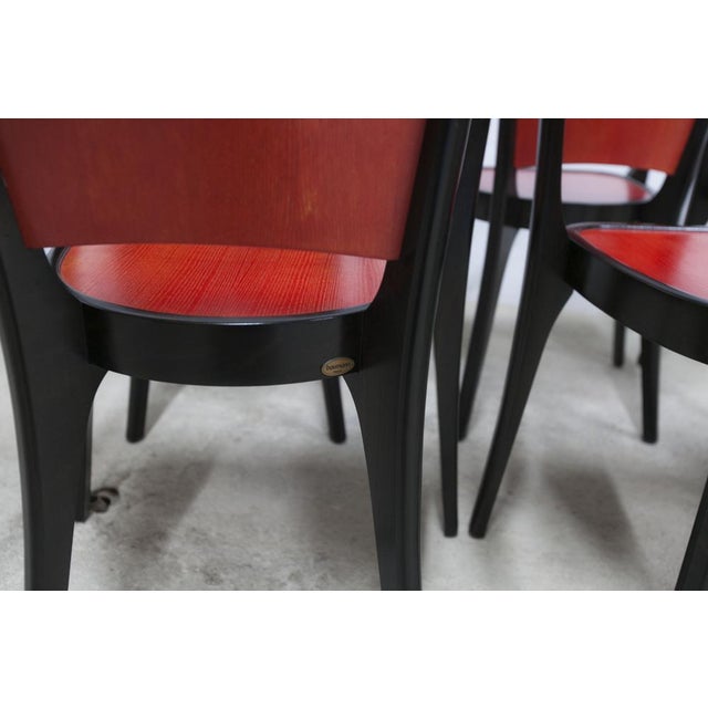 Baumann Armchairs Model Diese in Colour Wengé and Red from Pagnon Pelhaître, Set of 6 For Sale - Image 14 of 18