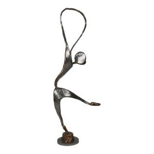 Modernist Mixed Metal Abstract Dancer Sculpture, Mid‑20th Century