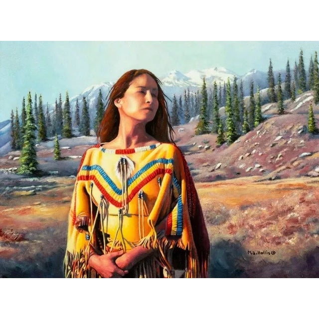 Beautiful and Colorful 20th C. On Board, Signed M..S. Hollis, American, "Facing West II", Oil Painting! Oil Painting on...