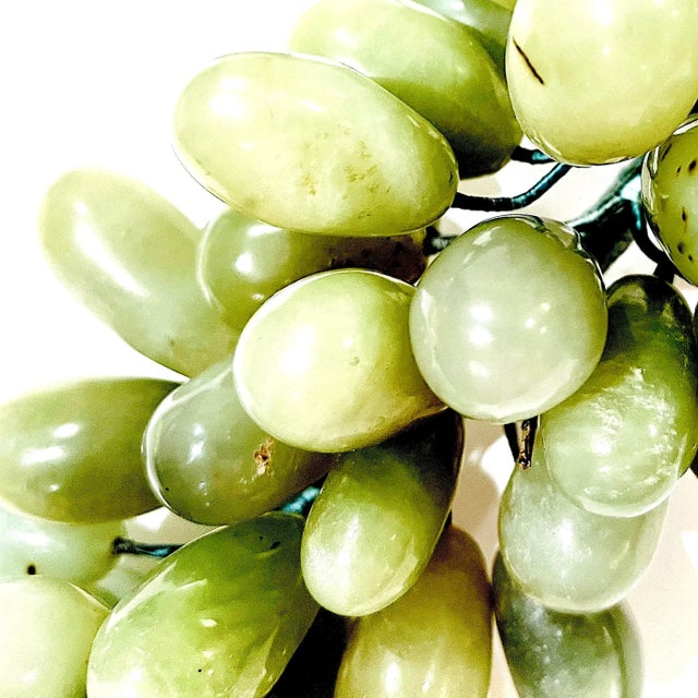 Late 20th Century Late 20th Century Large Cluster of Chinese Carved Jade Grapes and Leaves For Sale - Image 5 of 8