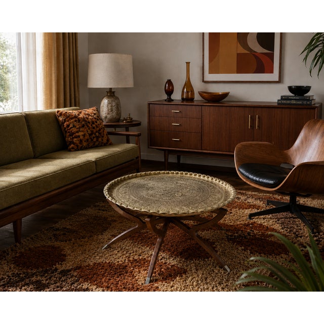 Vintage Mid Century Moroccan Embossed Brass Teak Wood Spider-Leg Coffee Table For Sale - Image 14 of 14