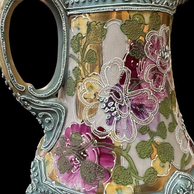1900 - 1909 Japanese Nippon Morigage Porcelain Tankard, 7.5" Tall, Ca 1900 For Sale - Image 5 of 10