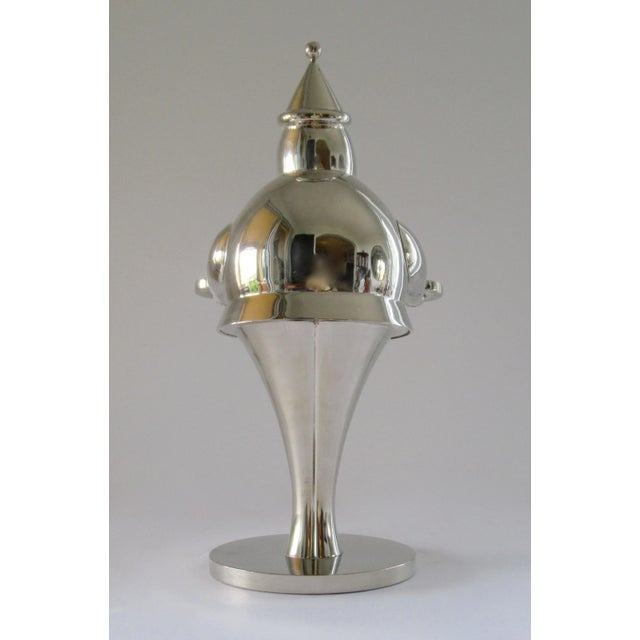 Pottery Barn Large Pottery Barn Santa Baby Silver Art Deco Style Vintage Christmas Collectible Candle Holder For Sale - Image 4 of 13