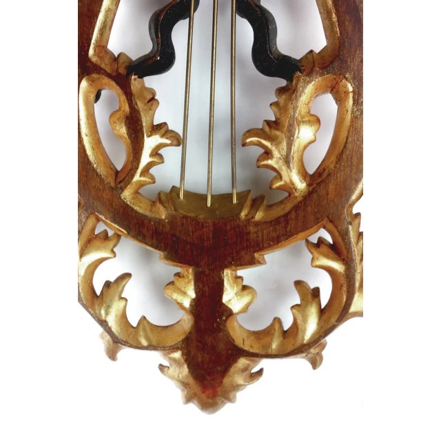Late 20th Century Vintage French Giltwood Lyre & Ribbons Wall Sconces- A Pair For Sale In Greensboro - Image 6 of 7