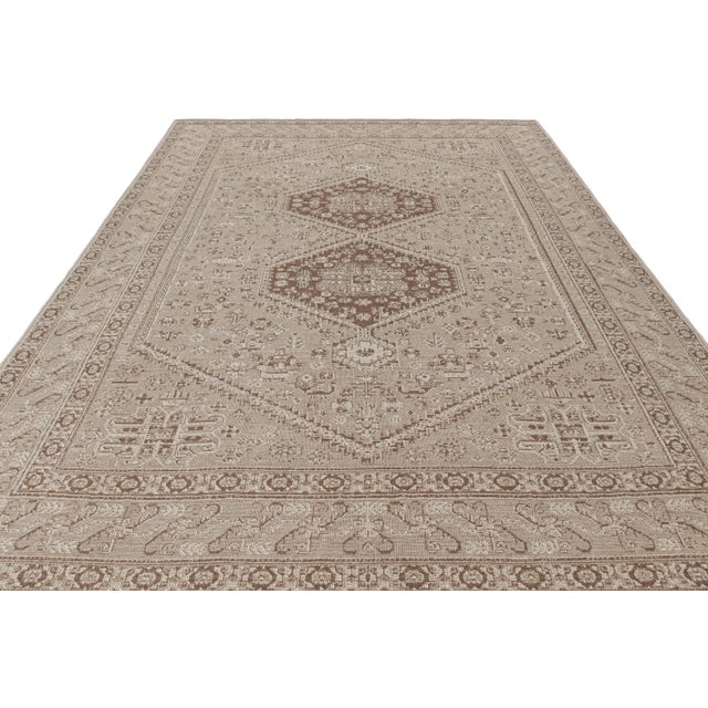 2010s Rug & Kilim’s Modern Classics Rug in Beige-Brown With Medallions and Florals For Sale - Image 5 of 8