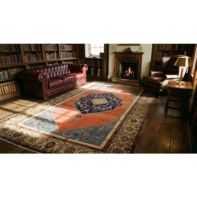 1870s Orange Medallion Antique n.w. Persian Bakshaiesh Rug 8'3" X 15' Hand Knotted Wool Carpet For Sale - Image 13 of 13