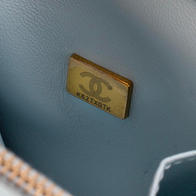 Chanel Coco Handle Medium Flap Caviar Leather Light Blue Gold-Tone Hardware Bag For Sale - Image 10 of 15