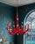 Custom Painted Bright Red Gold Faux Coral Coastal Regency 6 Light Coral Chandelier For Sale - Image 11 of 11