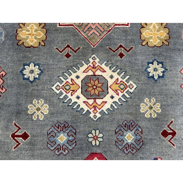 Gray Kazak Wool Rug With Star Medallion, 5'8" X 7'10" For Sale - Image 10 of 16