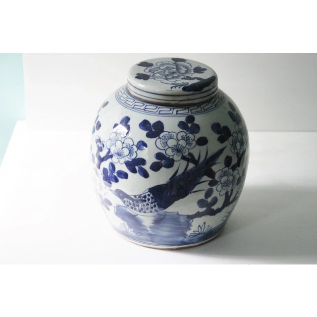 Chinese Chinese Blue and White Porcelain Bird Ginger Jar For Sale - Image 3 of 6