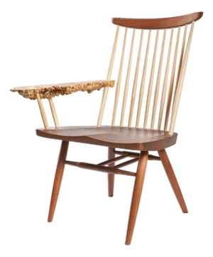 George & Mira Nakashima Burl Slab Arm Lounge Chair, Signed & Dated
