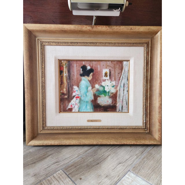 1990s Samuel Edmund Oppenheim Painting of a Geisha For Sale - Image 5 of 7