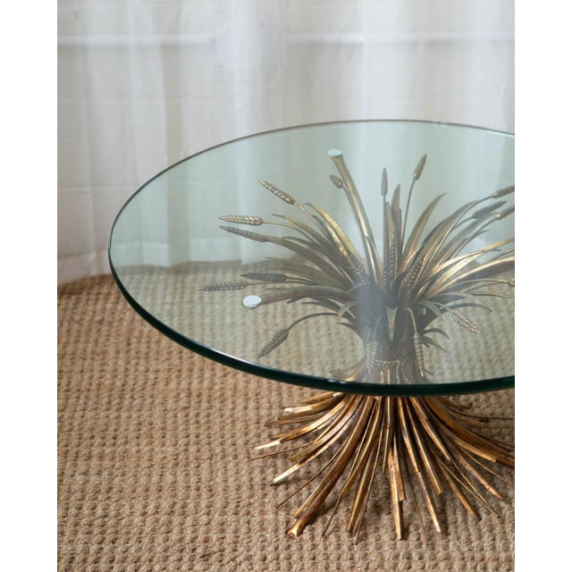 Late 20th Century Vintage Gold Sheaf Wheat Coffee Table For Sale - Image 5 of 8