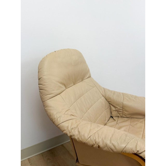 Danish Made Tan Leather Cantilever Armchair Vintage MCM by Verikon Furniture For Sale - Image 9 of 13