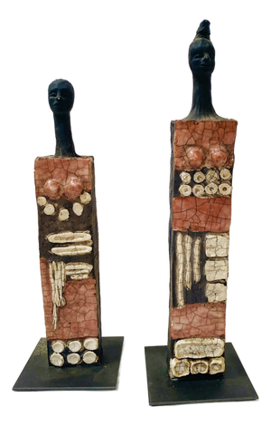 20th Century Glazed Ceramic Sculptures, Set of 2