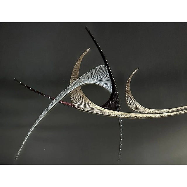 Mid 20th Century Woven Precious Metal Wire Wall Hanging Modern Sculpture For Sale - Image 4 of 10
