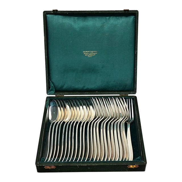 French Vintage Silverplate Cutlery Service in Christofle Box - 24 Pieces For Sale