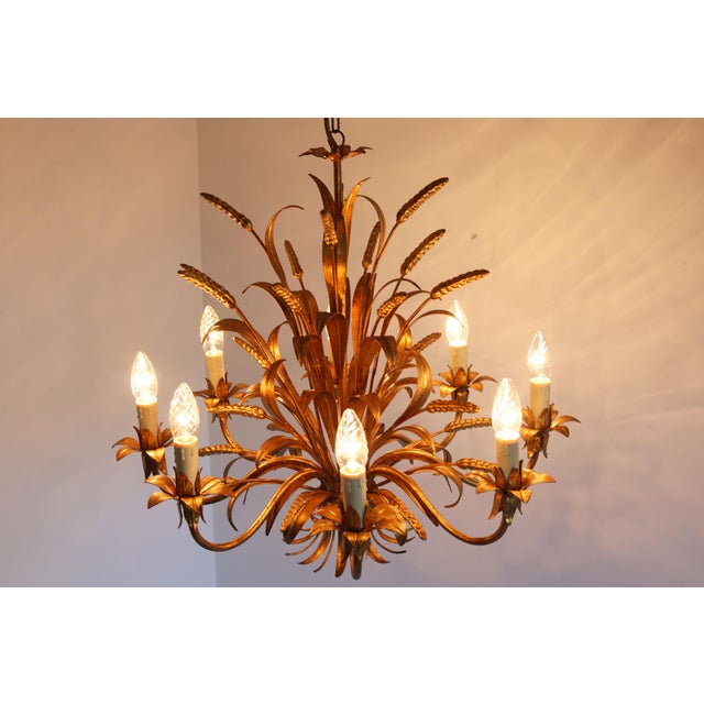 Large Hollywood Regency Sheaf of Wheat 8-Arm Chandelier by Hans Kögl, 1970s For Sale - Image 13 of 17