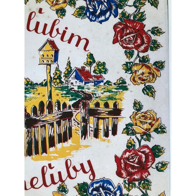 Hand-Colored Block Print on Textile, 1940s For Sale - Image 6 of 7