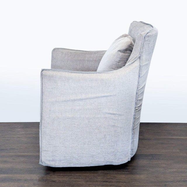 Modern Restoration Hardware Gray Swivel Lounge Chair For Sale - Image 3 of 6