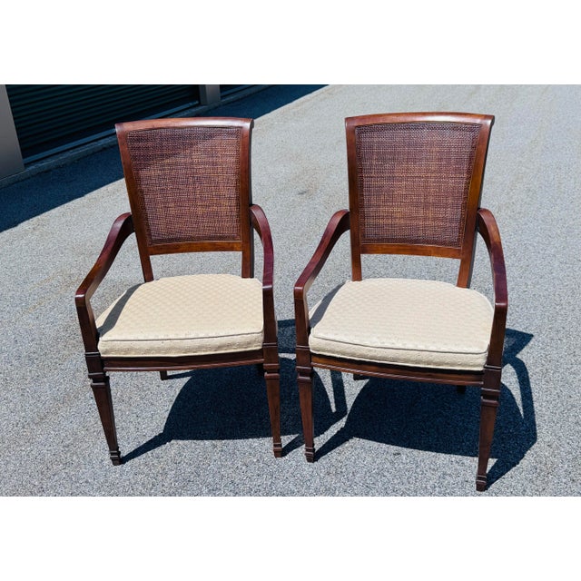 Brown Vintage 1960s Drexel Heritage Mahogany Oval Dining Table & 4 Cane Back Chairs For Sale - Image 8 of 13