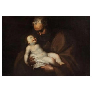 Italian School Artist, Saint Joseph and the Child, 17th Century, Oil on Canvas For Sale