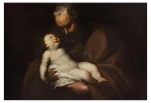 Italian School Artist, Saint Joseph and the Child, 17th Century, Oil on Canvas