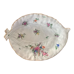 Large Antique 18th Century Worcester Porcelain Leaf Shaped Dish