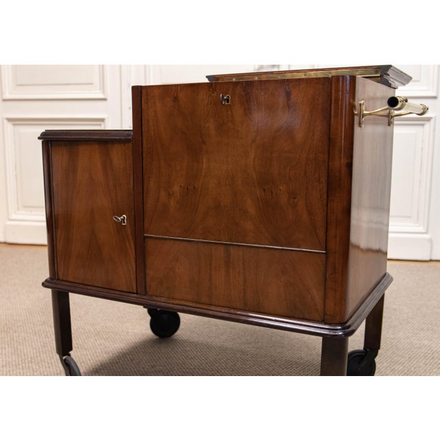 Cocktail Bar Trolley with Saint-Louis Crystal Decanters and Glasses, 1930s, Set of 17 For Sale - Image 3 of 16