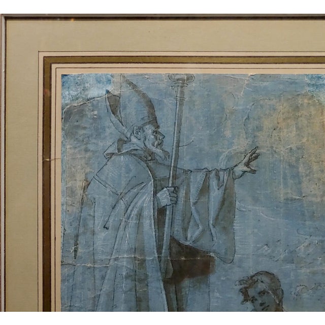 16th Century Dutch Old Master Drawing -Bishop Blessing Cripple & Disabled Men For Sale In Los Angeles - Image 6 of 9