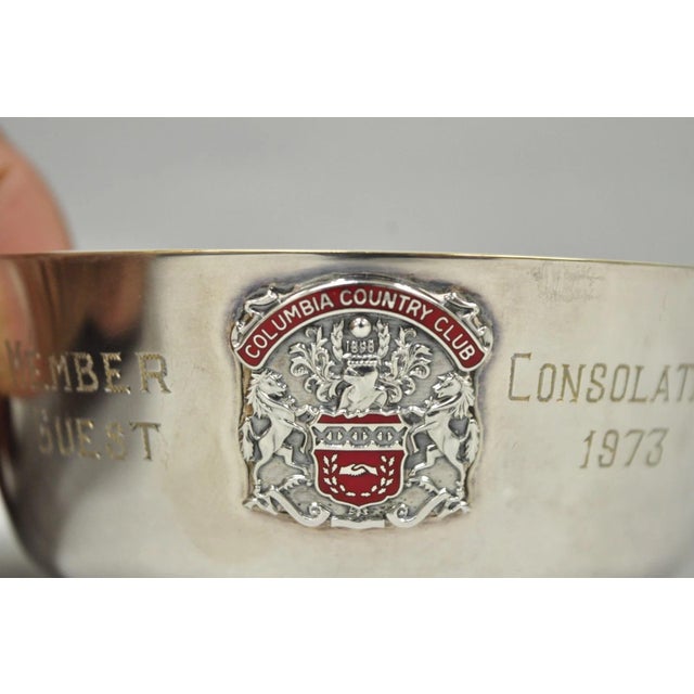 Reed & Barton Vintage Reed & Barton 22 Silver Plated Red Enamel Columbia Country Club Ashtray For Sale - Image 4 of 13
