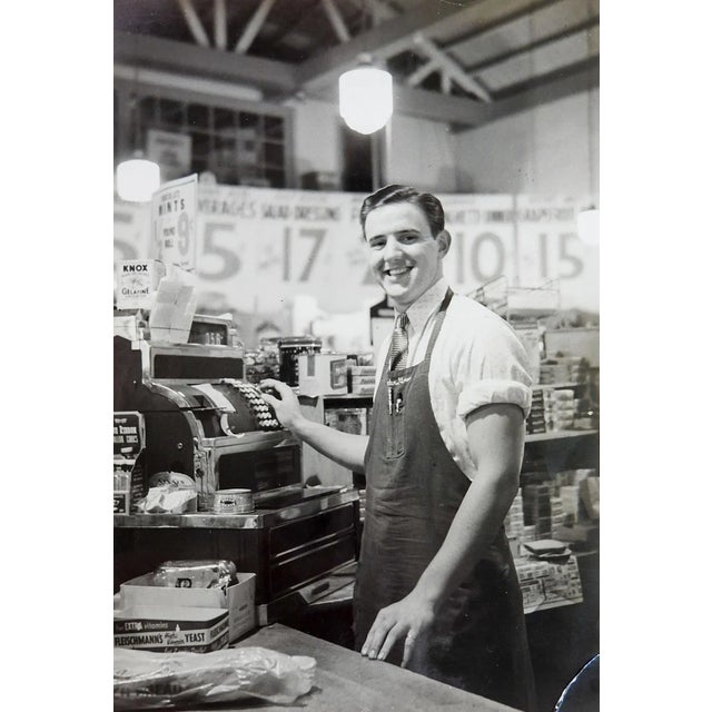 American Vintage Photograph Grocery Store Check Out Guy For Sale - Image 3 of 3