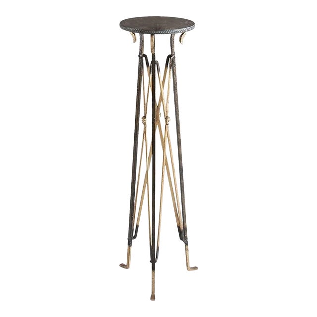 Etched Brass Churchill Pedestal Table For Sale