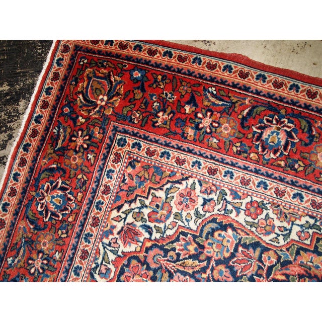 Navy Blue 1910s, Handmade Antique Persian Kashan Rug 4.1' X 6.2' For Sale - Image 8 of 11