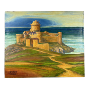Late 20th Century Large Signed Steve LeBailly Original Oil – "Fort La Latte, St. Malo Bay"