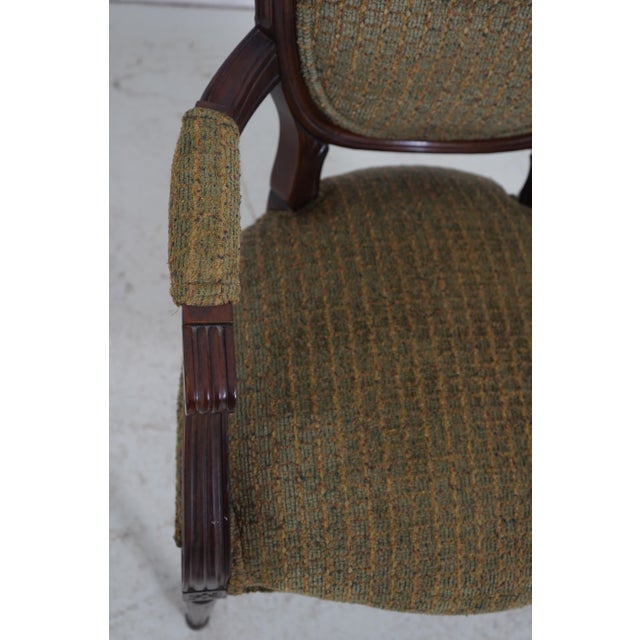 Textile Pair of Century Louis XVI Arm Chairs For Sale - Image 7 of 18