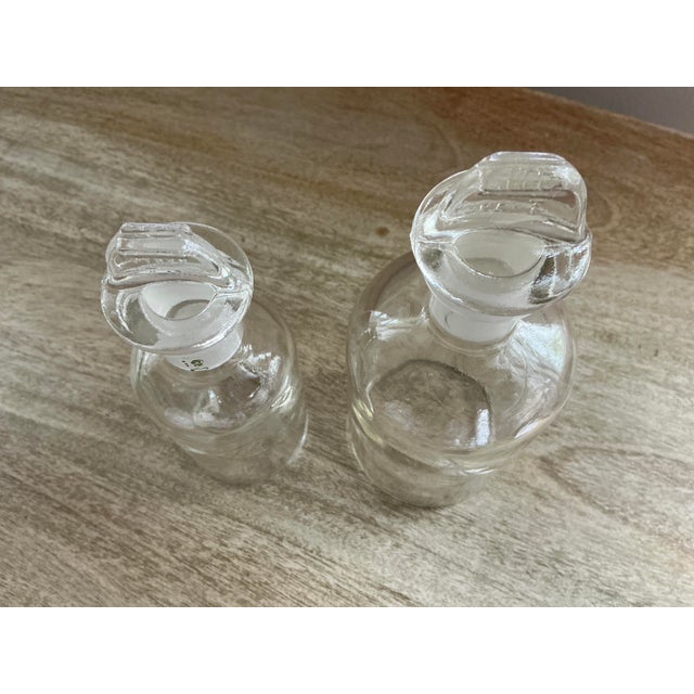 Vintage Pyrex Borosilicate Glass Apothecary Bottles With Stoppers - Pair For Sale - Image 9 of 14