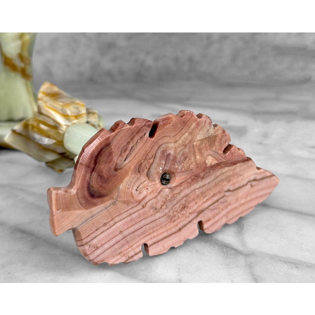 Vintage Italian Onyx Stone Tulip Candelabra Candlestick Holders - Set of 3 For Sale - Image 11 of 11