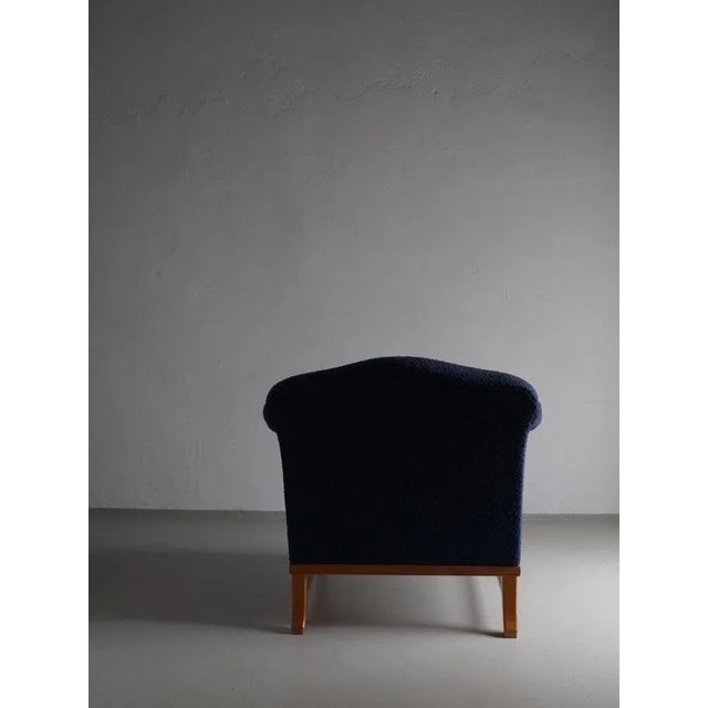 Navy Boucle Lounge Chair, Sweden, 1940s For Sale - Image 5 of 11