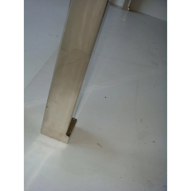 Circa 1960 nice coffee table or side sofa manufactured by Guy Lefevre for Maison Jansen. Nickel and smoked glass top....