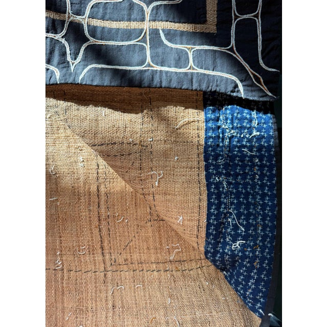 Late 18th Century Rare Antique Japanese Ainu Robe Hokkaido Elm Fibers with Appliqué Embroidery For Sale - Image 5 of 16