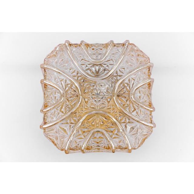 Square 3D Amber Glass Flush Mount Lamp by Limburg, Germany, 1960s For Sale - Image 12 of 12