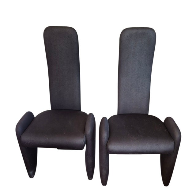 Vintage Mid-Century Modern Pair Attributed Pierre Cardin Black Chairs For Sale - Image 9 of 9