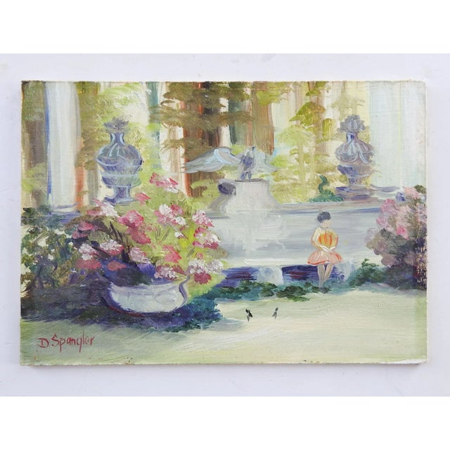 English Dorothy Spangler Garden Landscape Painting For Sale - Image 3 of 4