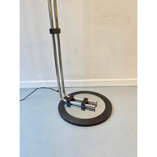 Silver Angled Floor Lamp in Chromed Metal and Cast Iron from Zonca, 1970s For Sale - Image 8 of 9