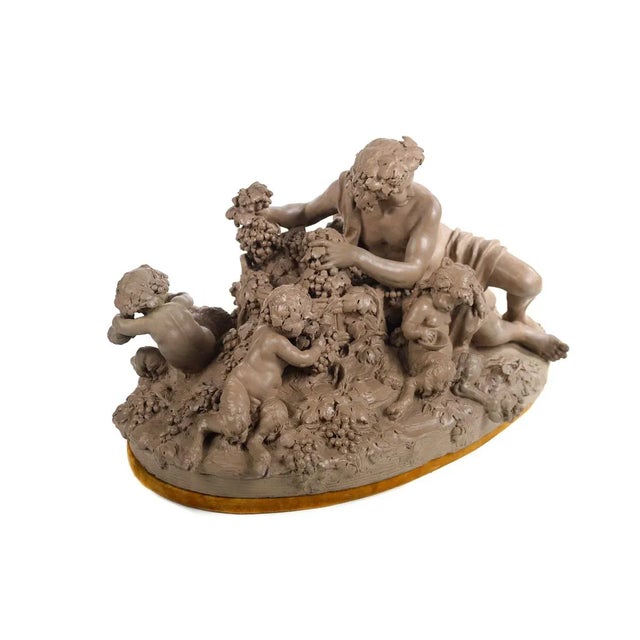 Bacchus & Satyrs Drinking Wine Terra Cotta Sculpture For Sale - Image 5 of 9