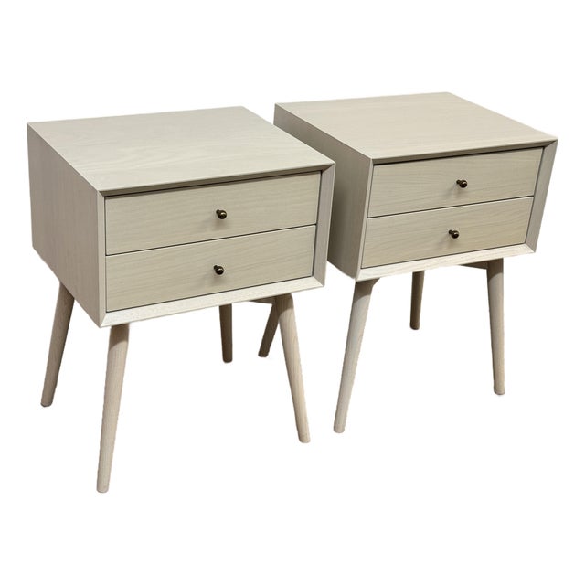 Williams-Sonoma Mid Century Pebble Nightstands, Pair For Sale