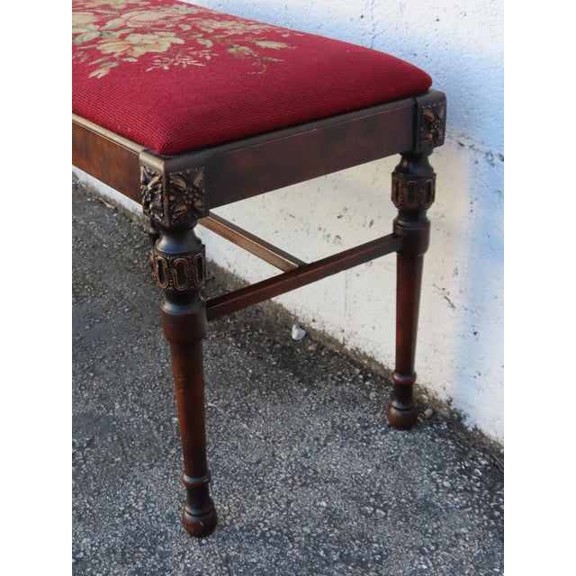 Early 1900s Tapestry Carved Vanity Stool Bench Ottoman 6307 For Sale In Miami - Image 6 of 11