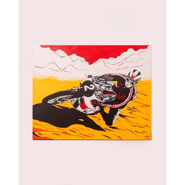 Gabriella Giardi, Moto Yamaha Phil Read, Oil on Canvas, 2018 For Sale - Image 7 of 7